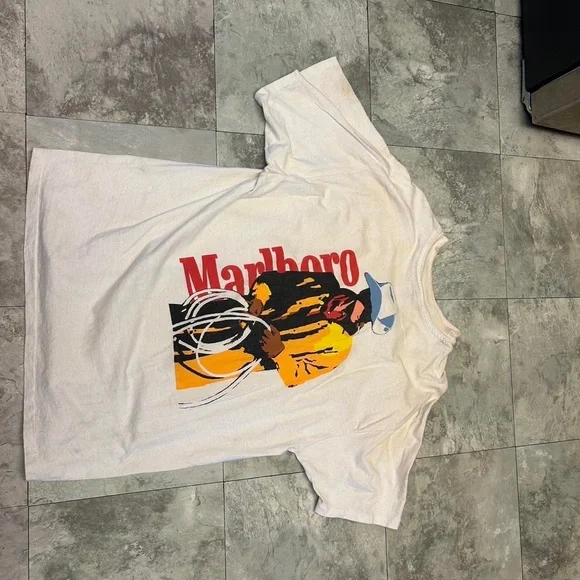 Marlboro White Tee with Cowboy Print